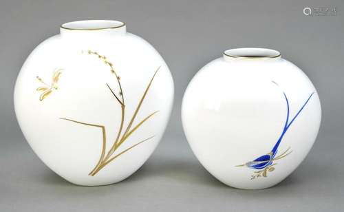 Two vases, KPM Berlin, marks 1962-199