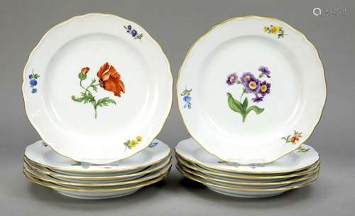 Ten plates, Meissen, mark after 1934,