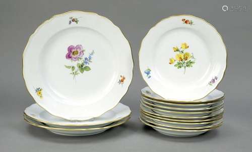 13 plates, Meissen, mark after 1934,