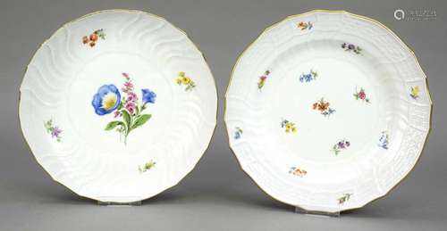 Two round bowls, Meissen, marks after