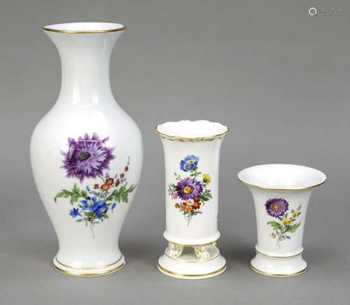 Three vases, Meissen, 2nd half of 20t