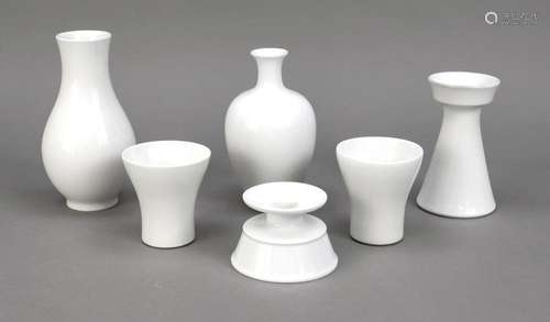 Five vases and a candlestick, KPM Ber