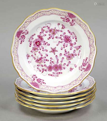 Six cake plates, Meissen, around 1980