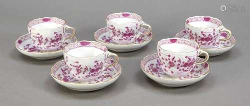 Five cups and saucer, Meissen, around