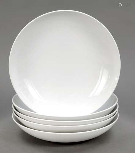 Five soup plates, KPM Berlin, marks 1