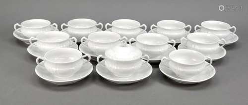 12 soup cups with saucer, 1 lid, KPM