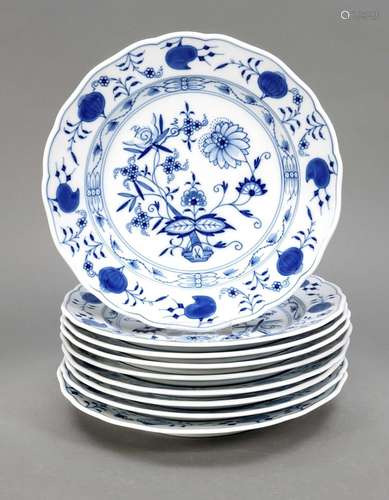 9 dinner plates, Meissen, 20th c., fo