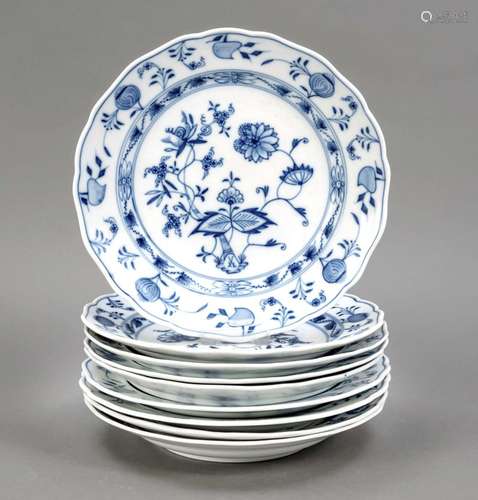 9 dinner plates, Meissen, mark 1850-1