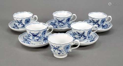 Six coffee cups with 5 saucers, Meiss