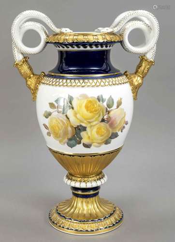 Large snake-handled vase, Meissen, Kn