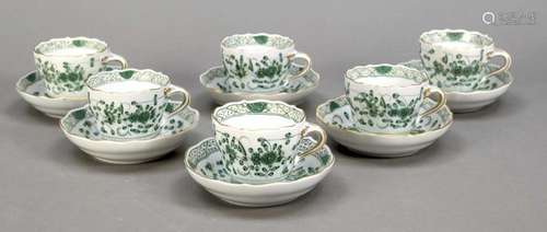 Six demitasse cups with saucer, Meiss