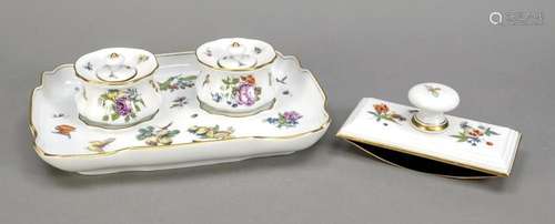 Writing set, 4 pieces, Meissen, marks