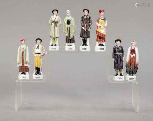 Eight small traditional costume figur