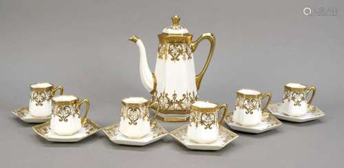 Art Nouveau mocha service for 6 perso