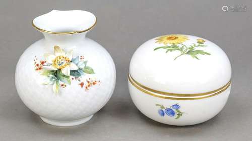 Vase and lidded box, Meissen, late 20