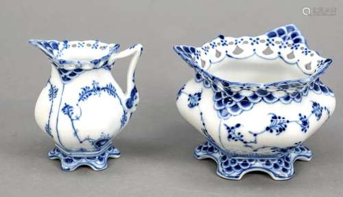 Sugar bowl and creamer, Royal Copenha