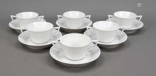 Six soup cups with saucer, KPM Berlin