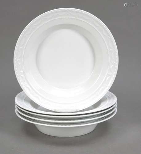 Five soup plates, KPM Berlin, marks 1