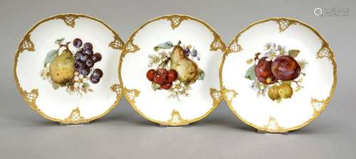 Three fruit plates, Fürstenberg, 20th