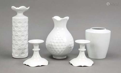 Five ornamental pieces, Meissen, 1950