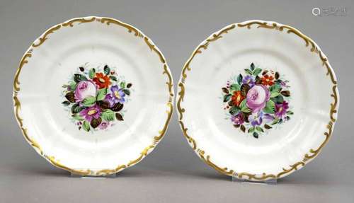 Two Biedermeier plates, 19th century,