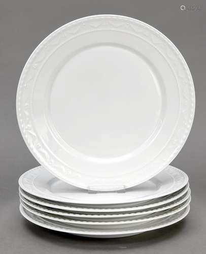 Six flat dinner plates, KPM Berlin, m