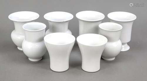 Eight vases, KPM Berlin, marks after