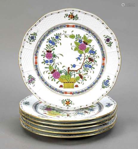 Six dinner plates, Herend, Hungary, 2