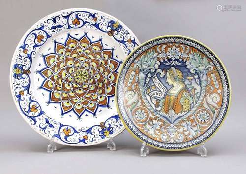 Two wall plates, Italy, 20th century,