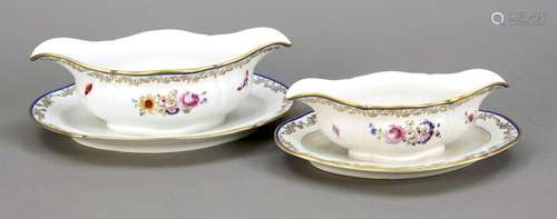 Two sauce boats, KPM, mark 1870-1945,