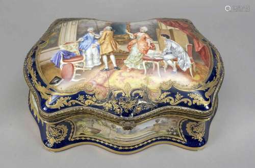 Monumental lidded box, Sevres style,