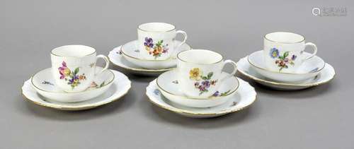 Four coffee sets, 12 pieces, KPM Berl