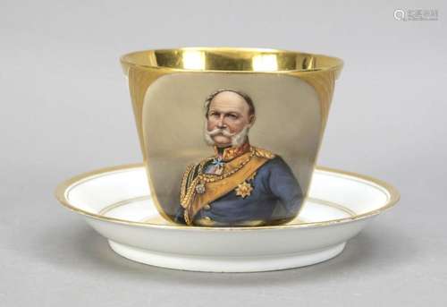 Portrait cup and saucer, German, begi