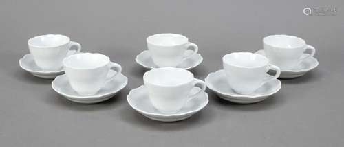 Six demitasse cups with saucers, Huts