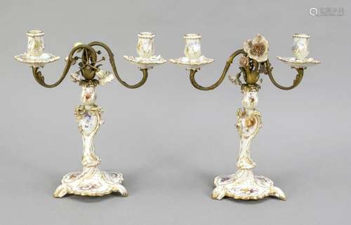 Pair of two-armed candlesticks, KPM B