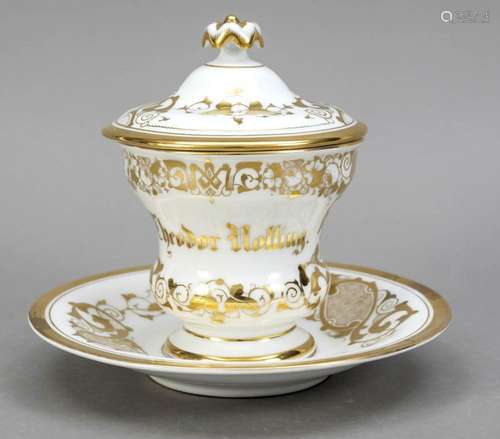 Large lidded cup with saucer, Tiefenf