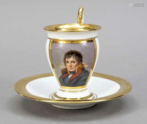 Portrait cup with saucer, 20th centur