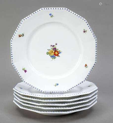 Six dinner plates, Nymphenburg, mark