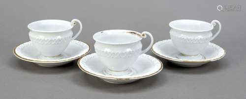 Three coffee cups with saucer, Meisse