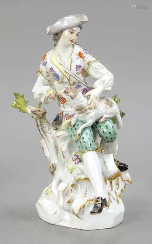 Shepherd with lamb, Meissen, mark aft