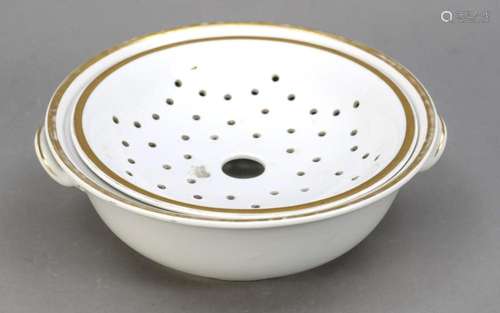 Bowl with drainer, KPM Berlin, 19th c