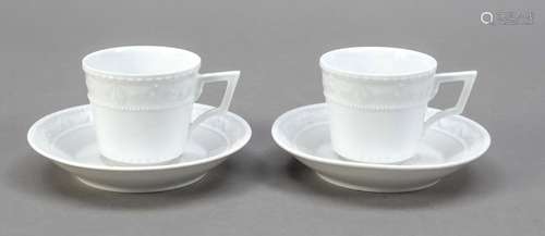 Two demitasse cups with saucers, KPM