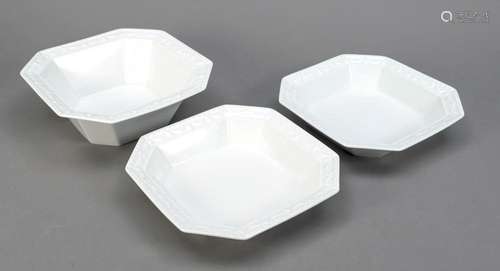 Three carré bowls, KPM Berlin, c. 200