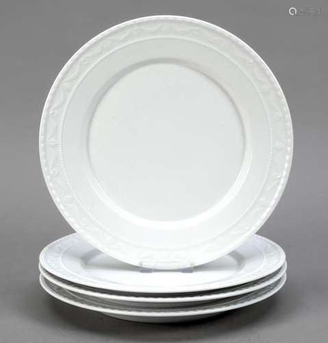 Four flat dinner plates, KPM Berlin,