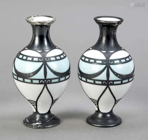 Pair of vases with silver overlay, KP