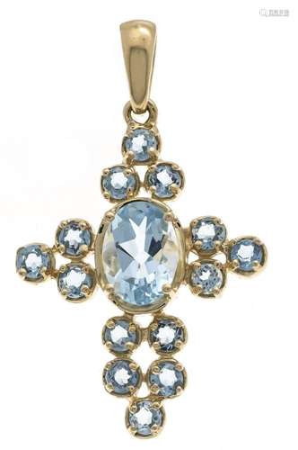 Blue topaz cross pendant GG 58