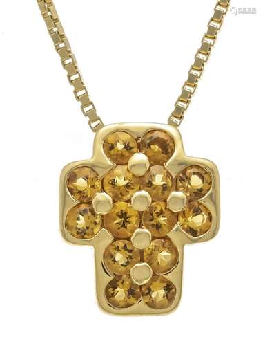 Citrine cross pendant GG 750/0