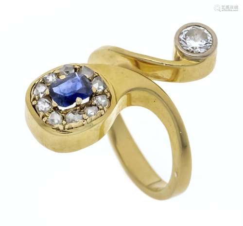 Old cut sapphire diamond ring