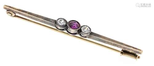 Ruby old cut diamond bar pin G