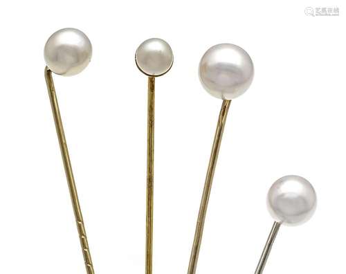 4 pearl needles gold set with